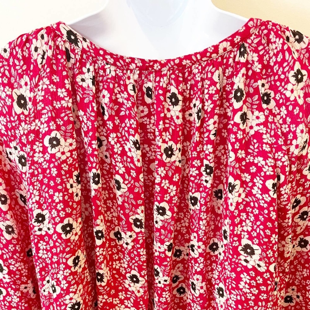 Zara Floral Print Kimono Sleeve Peasant Top XS - Picture 10 of 15